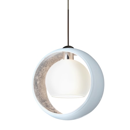 Besa Lighting Pogo Cord Pendant, White/Inner Silver and Opal Matte, Bronze Finish, 1x35W Halogen 1XT-4293SF-BR